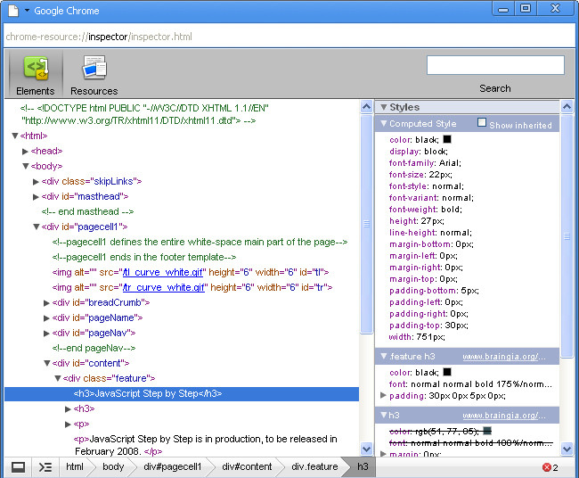 Google Web Inspector Google Chrome Inspector